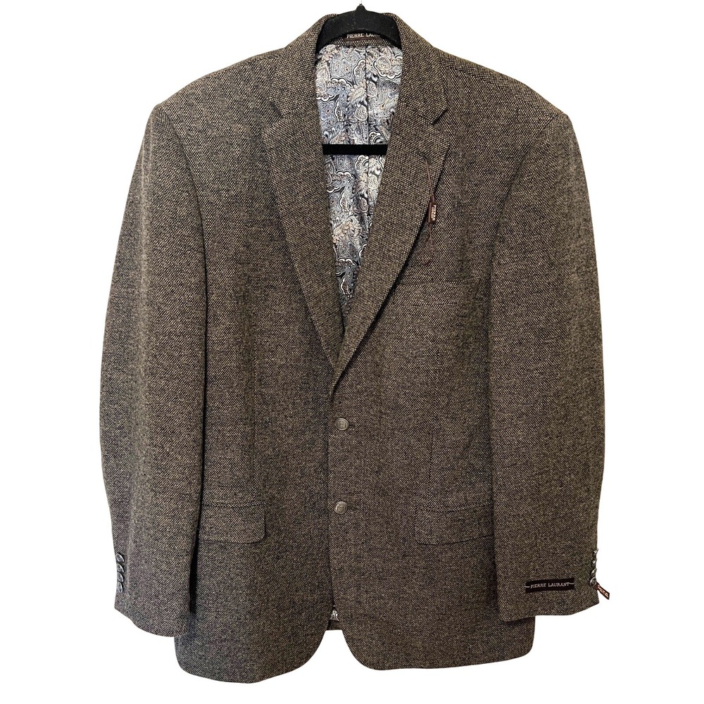 Pierre Laurant Mens 40L Birdseye Sport Coat Blazer Nailhead Jacket Classic Wool‎